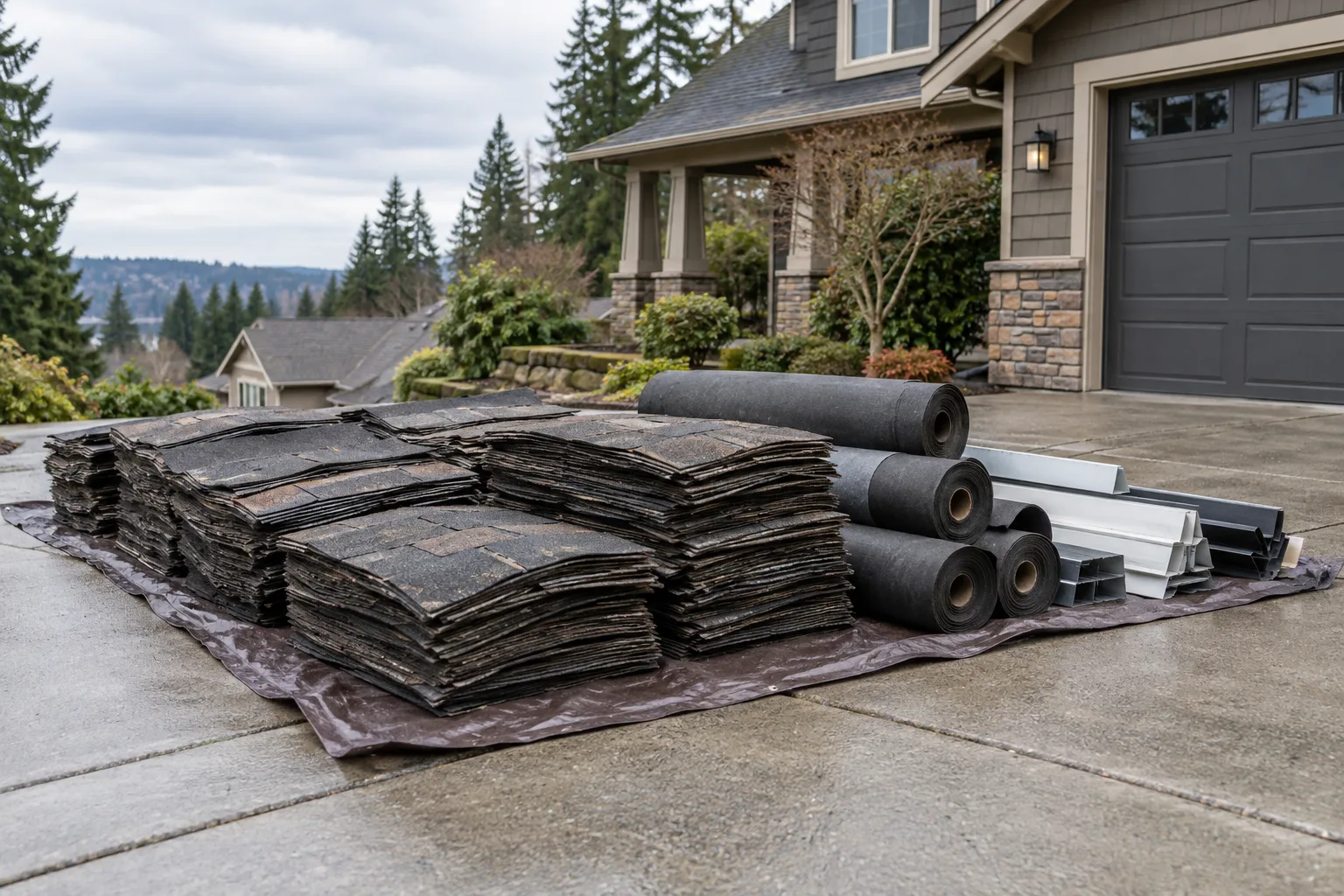 Renovation Debris Removal material staged for pickup
